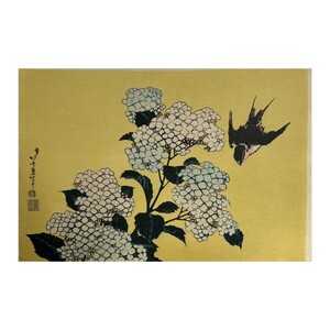 ★国立博物館 復刻★葛飾北斎 紫陽花と燕子★木版画 浮世絵★日本画 ukiyoe No.4 100サイズ