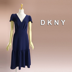 新品 DKNY 14/19号 ダナキャラン 紺 ワンピース パーティドレス 半袖 大きいサイズ 結婚式 二次会 フォーマル お呼ばれ 発表会 凛48K1208