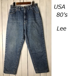 USA古着 80s USA製 Lee ワイドテーパード　デニムパンツ 10 オールド ヴィンテージ リー レトロ ルーズフィット ブルージーンズ ●128