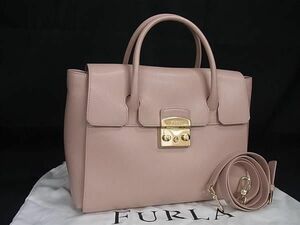 1円 ■美品■ FURLA フルラ メトロポリス レザー 2WAY クロスボディ ハンドバッグ ショルダーバッグ レディース ライトピンク系 AY7372