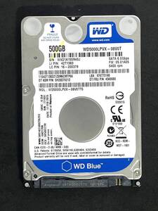 【送料無料】 ★ 500GB ★　WD Blue　/　WD5000LPVX 　正常　良品　 2.5インチ 内蔵HDD　厚さ7mm　SATA　Western Digital [管理■R4SJ]