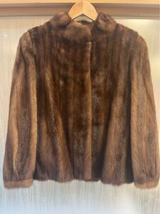 1円〜！【高級品】 毛皮コート ミンク MINK ブラウン系 OSFUR オズファー ショート丈 リアルファー ※着丈 約60cm 身幅 約40cm です。