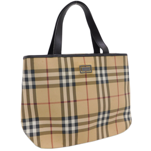 1円 ■ 美品 バーバリー ハンドバッグ マルチカラー系 PVC チェック柄 普段使い BURBERRY ■E.Bmo.zE-19