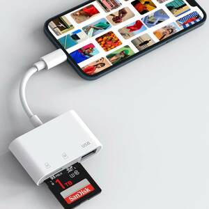 i-phone SDカードリーダー 3in1 OTG05 双方向高速データ転送 microSD/SDカード専用 ipadに対応