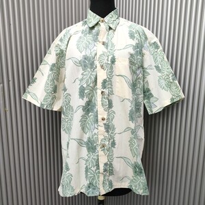 【ハワイ製/90s】新品/Island Traditions OF HAWAII/デッドストック/ハイビスカス/ボーダー/柄合わせ/綿/ハワイアンシャツ/アロハシャツ/S/