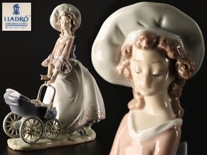 【流】リヤドロ LLADRO フィギュリン 陶人形「乳母車」高26cm TX942