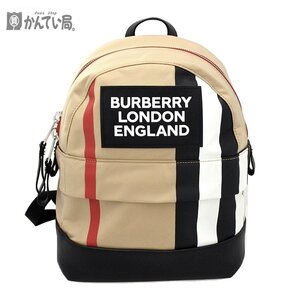 未使用 保管品 BURBERRY バーバリー NICO ロゴストライプ リュック リュックサック ファスナー開閉 マチ有り ブラウン系 布袋有り