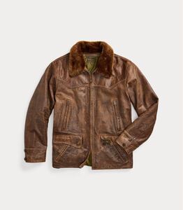 新品 定価396000円 24aw RRL シアリングカラーレザーカーコート S 牛革 ジャケット ラルフローレン ダブルアール