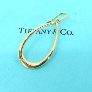 未使用 希少 Tiffany&Co. ティファニー オープン ティアドロップ ゴールド フック ピアス 片耳 750 K18 YO346B