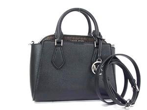 1円 ■極美品■ MICHAEL KORS マイケルコース MK柄 レザー 3WAY クロスボディ ショルダーバッグ ハンドバッグ ブラック系 FJ3210