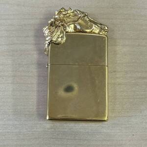 【T0113】ジッポ ZIPPO 馬 ゴールドカラー 未検品 火花確認× 着火具 喫煙具 趣味 コレクション