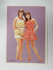 当時もの「ピンクレディー」駄菓子屋小判ブロマイド写真カード4　約9X13㎝　程度は良好/サウスポー踊り方/プロマイド/アイドルカード