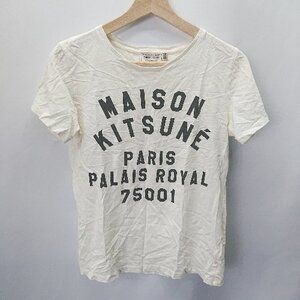 ◇ MAISON KITSUNE メゾン キツネ クルーネック ロゴ プリント 半袖 Tシャツ サイズS ホワイト系 レディース E