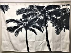 送料無料 ラグマット カーペット リビングマット 約120cm × 約180cm Black and White Palm Tree with Hawaii Summer Sea Beach