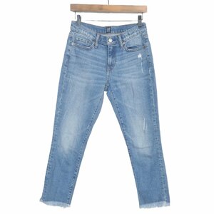 GAPＤＥＮＩＭ★春夏物　サイズ２４　裾フリンジがお洒落♪スキニージーンズ　くるぶし丈　ブルー　b8073