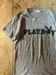 80年代ビンテージ★霜降りグレー Play Boy プレイボーイ バニーロゴプリントTシャツ 70年代 オールド ヴィンテージ