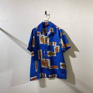 vintage Hawaiian print shirt 古着 ビンテージ アロハシャツ オープンカラー 総柄 ポリシャツ ドミニカ製 半袖 80s 90s 柄シャツ