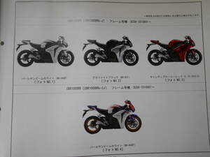 旧車　ホンダ　CBR1000RR　R8　パーツカタログ　パーツリスト　1版　平成20年7月　