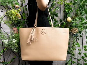 ●未使用●TORY BURCH トリーバーチ●マックグロー●タッセル●レザー 本革●トート バッグ●スキンカラー●G金具●A4 収納 書類●Js47083