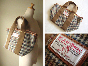 HEMINGS inc. Harris Tweed ハリスツイード トート ハンド バッグ ハウンドトゥース 毛 ウール ヘミングス