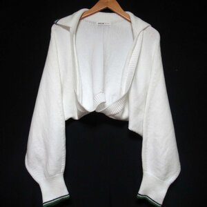 美品 23AW ADEAM アディアム フォクシー TENNIS CLUB BOLERO 襟付き ニット ボレロ カーディガン 43620 Sサイズ ホワイト系