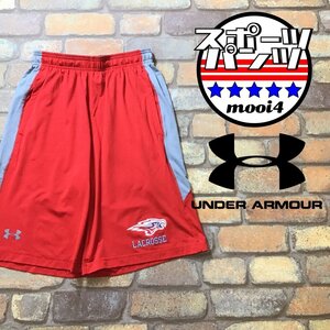 SP1-396★お買い得品★USA限定★【UNDER ARMOUR アンダーアーマー】サイドメッシュ カレッジ ハーフパンツ【メンズ S】赤 灰 ジャージ