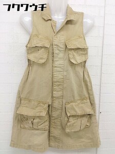 ◇ DENIM DUNGAREE デニムダンガリー キッズ 子供服 ノースリーブ ミニ ワンピース サイズ110 ベージュ レディース