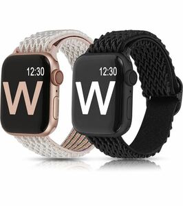 2本Apple Watch バンド/アップルウォッチ バンド Apple Watch SE/8/7/6/5/4/3/2/1に対応 ナイロン製弾性スポーツバンド 42/44/45mm