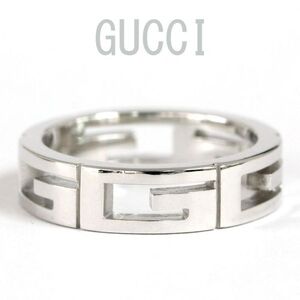 【グッチ】GUCCI マルチプル 18金 K18 WG ホワイトゴールド リング 指輪 【6号】