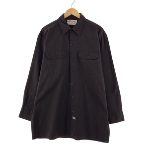 古着 ディッキーズ Dickies 長袖 ワークシャツ メンズXL /eaa368173 【SS2403】