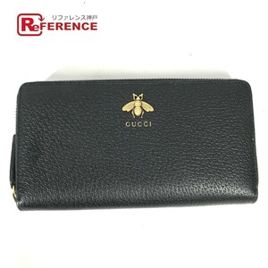 GUCCI グッチ 523667 ラウンドファスナー ロングウォレット ビー BEE 長財布 ブラック レディース【中古】