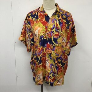 VERSACE M ヴェルサーチ シャツ、ブラウス 半袖 08304255 V2 シルク 開襟 オープンカラー Shirt Blouse 10120188