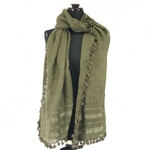 SHIPS★100％SILK/シルクマフラー/ストール【192×74/カーキ/Khaki】Scarf◆CM58