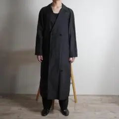 Aquascutum シルクロングコート イングランド製 ブラック/CW154