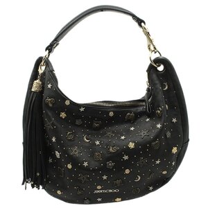 ★C2901 ジミーチュウ Zodiac ゾディアック レザー タッセル ワンショルダーバッグ ブラック JIMMY CHOO レディース★