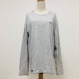 k1165 NIKE ナイキ DRI-FIT ロングTシャツ 綿混 ロゴ刺しゅう 丸首 薄手 XL グレー 無地 メンズ 万能 さわやか スポーティチックスタイル 