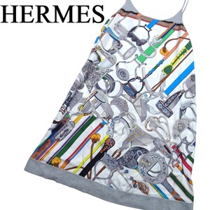 HERMES エルメス ツイルレーヌ ニット 切替 シルク カレ ワンピース 36 Concours d