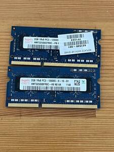 【中古動作品】ノートパソコン用メモリ hynix HMT325S6BFR8C PC3-10600 2GB×2枚(計4GB) 