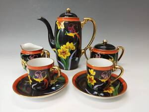 a217 NORITAKE HANDPAINTED MADE IN JAPAN オールドノリタケ ティーセット カップ＆ソーサー 2客 ティーポット/クリーマー/シュガーポット 