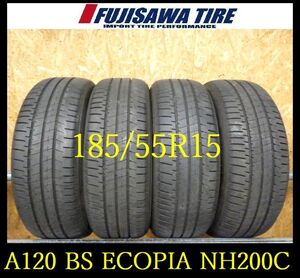 【A120】A7112274 送料無料◆2023製造 約8部山◆BS ECOPIA NH200C◆185/55R15 ◆4本