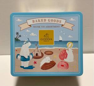 缶　ゴディバ　お菓子のトランク缶　白クマ　しろくま　白くま　夏　GODIVA おもちゃ箱　ままごと　箱　容器　box