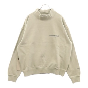 エフオージー エッセンシャルズ MOCK NECK SWEAT SHIRT リフレクターロゴプリント モックネック長袖スウェットトレーナー グレー