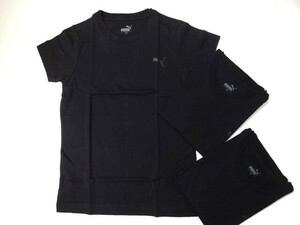 新品未使用 PUMA 胸にプーマ Tシャツ　半袖 クルーネック130 黒 3枚組　プーマ　肌着　ブラック　BOYS　合宿　