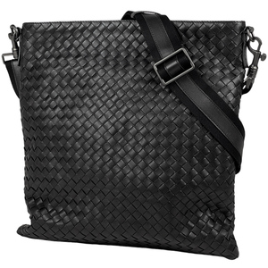 ボッテガヴェネタ BOTTEGAVENETA イントレチャート ショルダーバッグ ナッパ 斜め掛け レザー ブラック 276357 レディース 【中古】