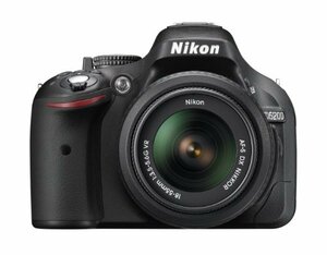 【中古】Nikon デジタル一眼レフカメラ D5200 レンズキット AF-S DX NIKKOR 18-55mm f/3.5-5.6G VR付属 ブラック D5200LKBK