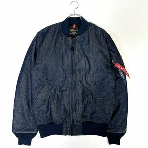 《美品 XLサイズ》ALPHA INDUSTRIES アルファインダストリーズ/MA1 フライトジャケット ブルゾン/デニム インディゴ ワシデニム/中綿 防寒