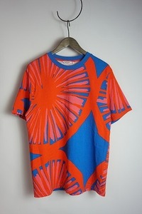 美品 21SS marimekko マリメッコ タイダイ グラフィック Tシャツ 半袖 カットソー 2114313 赤 L 本物 508O