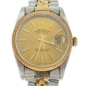 1円 訳あり ジャンク ロレックス ROLEX 16233 X番 自動巻き デイトジャスト ゴールド文字盤 SS/YG×SS/YG メンズ 腕時計