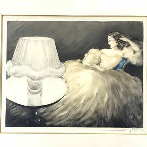 真作■銅版画■ルイ・イカール Louis Icart■『ランプシェード』■フランス美人画巨匠■額付絵画　2a