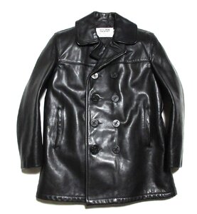 極美品 Schott 140 LEATHER PEA COAT ショット レザー Pコート/ピーコート/38/ジャケット/ブラック/USA/米国製